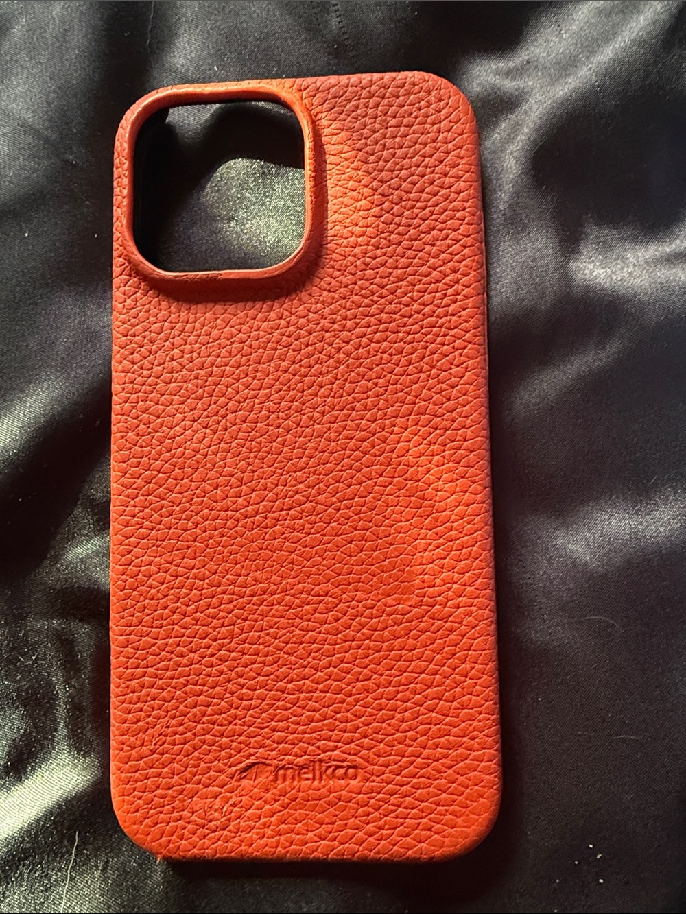 Melkco Genuine Leather Snap Cover Case for iPhone 16- Orange Pebbled